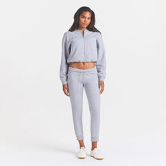 COTTON FLEECE LEGGING WITH EMBOSSED LOGO | HEATHER GREY