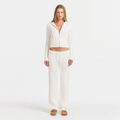 SWEATER KNIT CABLE STRAIGHT LEG PANT | IVORY