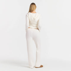 SWEATER KNIT CABLE STRAIGHT LEG PANT | IVORY