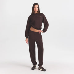 COTTON FLEECE JOGGER WITH EMBOSSED LOGO | ESPRESSO