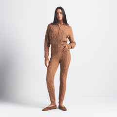 SNOW BUNNY CABLE KNIT LEGGING | DARK HONEY