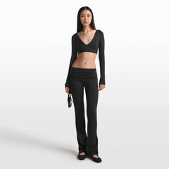 NikeSKIMS MATTE WRAP LONG SLEEVE CROPPED TOP | OBSIDIAN