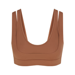 NikeSKIMS MATTE DOUBLE STRAP SCOOP BRA | CAROB BROWN