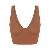 NikeSKIMS MATTE V-NECK BRA TOP | CAROB BROWN