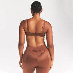 NikeSKIMS SATIN SHINE PANELED PICOT BRA | CAROB BROWN