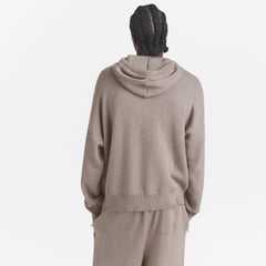 COTTON KNIT MENS ZIP UP HOODIE | DESERT HEATHER GREY