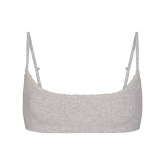 LIGHTWEIGHT COTTON POINTELLE SCOOP BRALETTE | LIGHT HEATHER GREY
