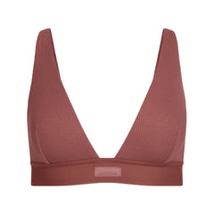 COTTON RIB PLUNGE BRALETTE | REDWOOD