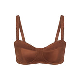 NikeSKIMS SATIN SHINE PANELED PICOT BRA | CAROB BROWN