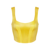 NikeSKIMS SATIN SHINE PANELED SCOOP TANK | CITRINE