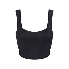 NikeSKIMS SATIN SHINE PANELED SCOOP TANK | OBSIDIAN