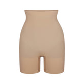 SHEER SEAMLESS HIGH-WAISTED MID THIGH SHORT | CLAY