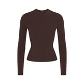 COTTON JERSEY LONG SLEEVE T-SHIRT | ESPRESSO