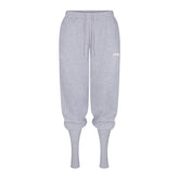COTTON FLEECE LEG WARMER SWEATPANT WITH EMBOSSED LOGO | HEATHER GREY