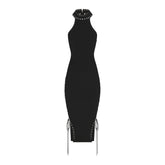 LUDOVIC DE SAINT SERNIN X SKIMS REFINED KNIT HALTER DRESS | ONYX