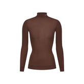 LUDOVIC DE SAINT SERNIN X SKIMS MILKY SHEER MOCK NECK LONG SLEEVE TOP | COCOA