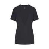 NikeSKIMS PERFORMANCE COTTON BLEND SHORT SLEEVE V-NECK TOP | OBSIDIAN