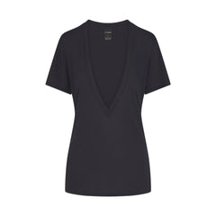 NikeSKIMS PERFORMANCE COTTON BLEND SHORT SLEEVE V-NECK TOP | OBSIDIAN