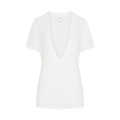 NikeSKIMS PERFORMANCE COTTON BLEND SHORT SLEEVE V-NECK TOP | SNOW