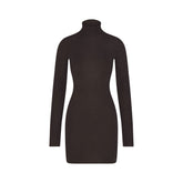 ESSENTIAL KNIT MOCK NECK MINI DRESS | ESPRESSO