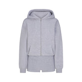 COTTON FLEECE ZIP UP ONESIE | HEATHER GREY
