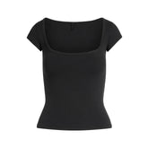 COTTON JERSEY SCOOP NECK T-SHIRT | SOOT