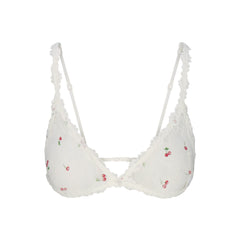 STRETCH LACE TRIANGLE BRALETTE | IVORY CHERRY PRINT