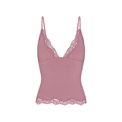 FITS EVERYBODY LACE TRIANGLE CAMI AND BOY SHORT SET | MUTED MAUVE