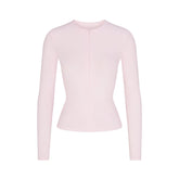 COTTON RIB ZIP UP TOP | CHERRY BLOSSOM
