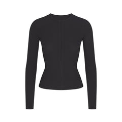 COTTON RIB ZIP UP TOP | SOOT