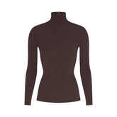 COTTON JERSEY TURTLENECK LONG SLEEVE | ESPRESSO