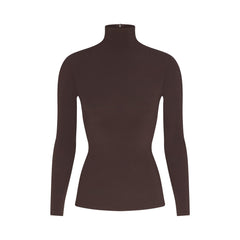 COTTON JERSEY TURTLENECK LONG SLEEVE | ESPRESSO