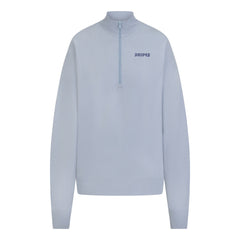 COTTON FLEECE MOCK NECK QUARTER ZIP WITH EMBOSSED LOGO | FOG