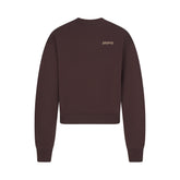 COTTON FLEECE CREWNECK WITH EMBOSSED LOGO | ESPRESSO