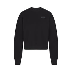 COTTON FLEECE CREWNECK WITH EMBOSSED LOGO | ONYX