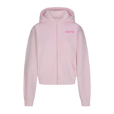 COTTON FLEECE ZIP UP HOODIE WITH EMBOSSED LOGO | CHERRY BLOSSOM