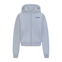 COTTON FLEECE ZIP UP HOODIE WITH EMBOSSED LOGO | FOG