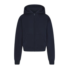COTTON FLEECE ZIP UP HOODIE | NAVY