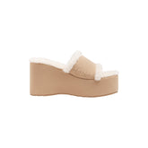 FAUX SHEARLING PLATFORM SLIDE | CLAY SHERPA