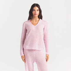 AIRY CASHMERE V-NECK PULLOVER | CHERRY BLOSSOM