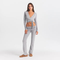 ESSENTIAL KNIT WRAP SWEATER | MID HEATHER GREY