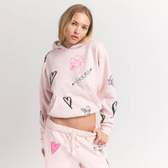 COTTON FLEECE HOODIE | BARELY PINK ANGEL SKETCH