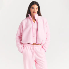 TEDDY BOXY ZIP UP JACKET | CHERRY BLOSSOM
