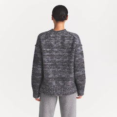 TEXTURED KNIT BRUSHED OVERSIZED PULLOVER | LAGOON HEATHER