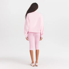 COTTON FLEECE MOCK NECK QUARTER ZIP WITH EMBOSSED LOGO | CHERRY BLOSSOM