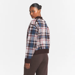 TEXTURED KNIT BRUSHED BOXY PULLOVER | PHOENIX INDIGO PLAID
