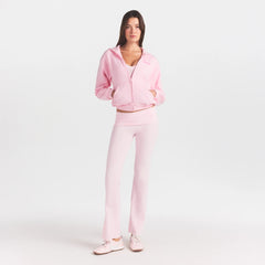 COTTON FLEECE ZIP UP HOODIE WITH EMBOSSED LOGO | CHERRY BLOSSOM