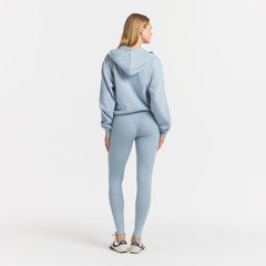 COTTON FLEECE ZIP UP HOODIE WITH EMBOSSED LOGO | FOG