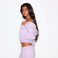 COTTON FLEECE ZIP UP HOODIE | PURPLE HEATHER