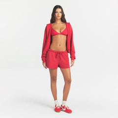 COTTON FLEECE ZIP UP HOODIE | WASHED RED